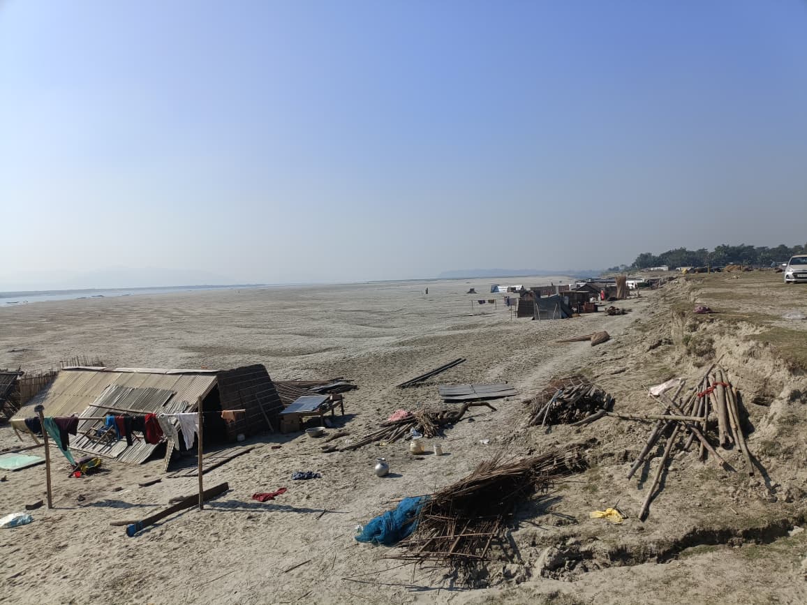Miya community settlement on a Brahmaputra char island